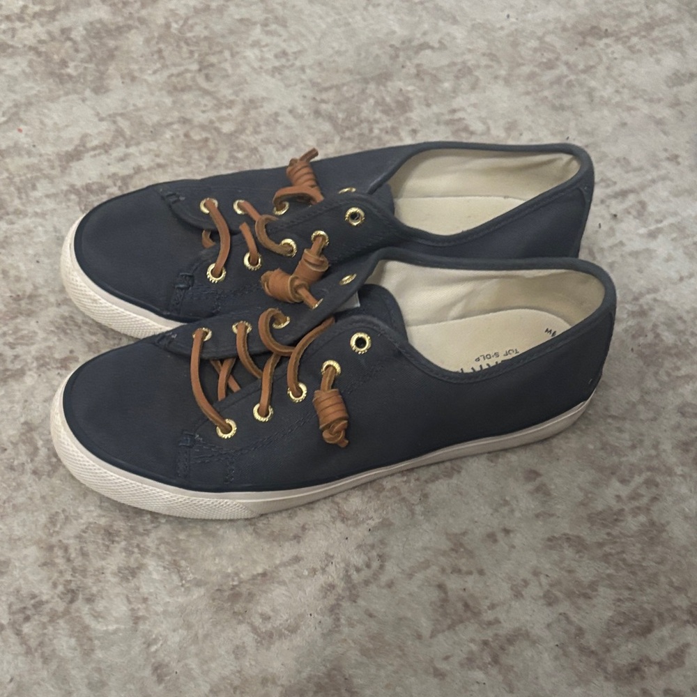 Sperry Navy Blue Women's Flats with Tan Accents